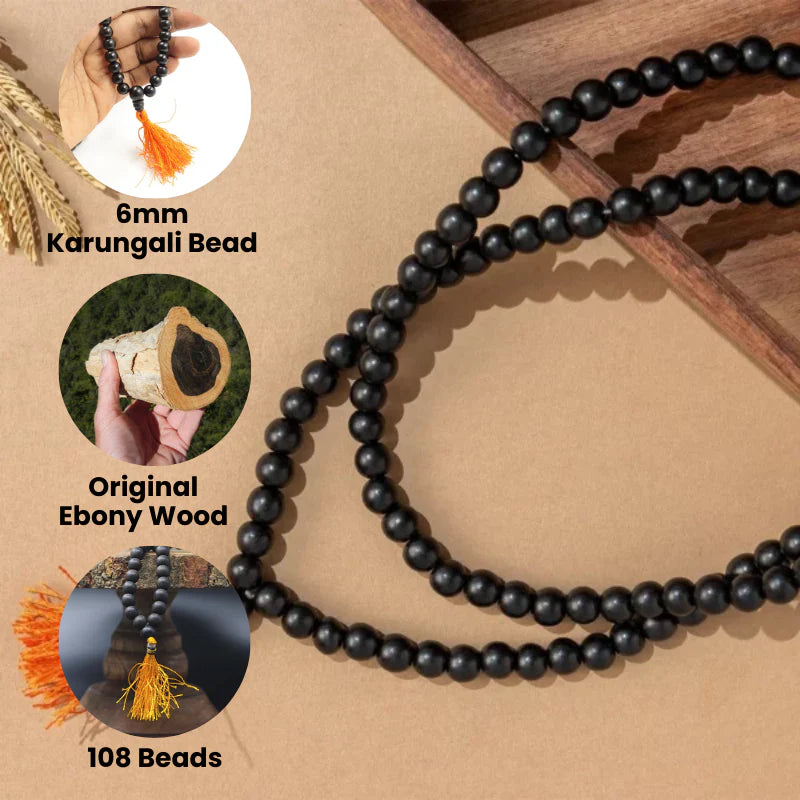 Original Karungali Malai 54 Beads Ebony Wood with Govt. Certified (Copy)