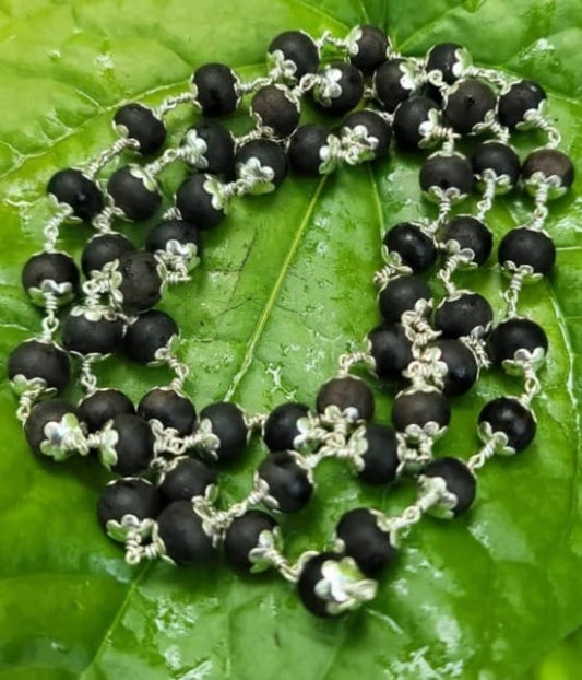 Original Karungali Malai with Silver cap 54-Beads & Karungali Malai Bracelet Combo with Govt. Certification